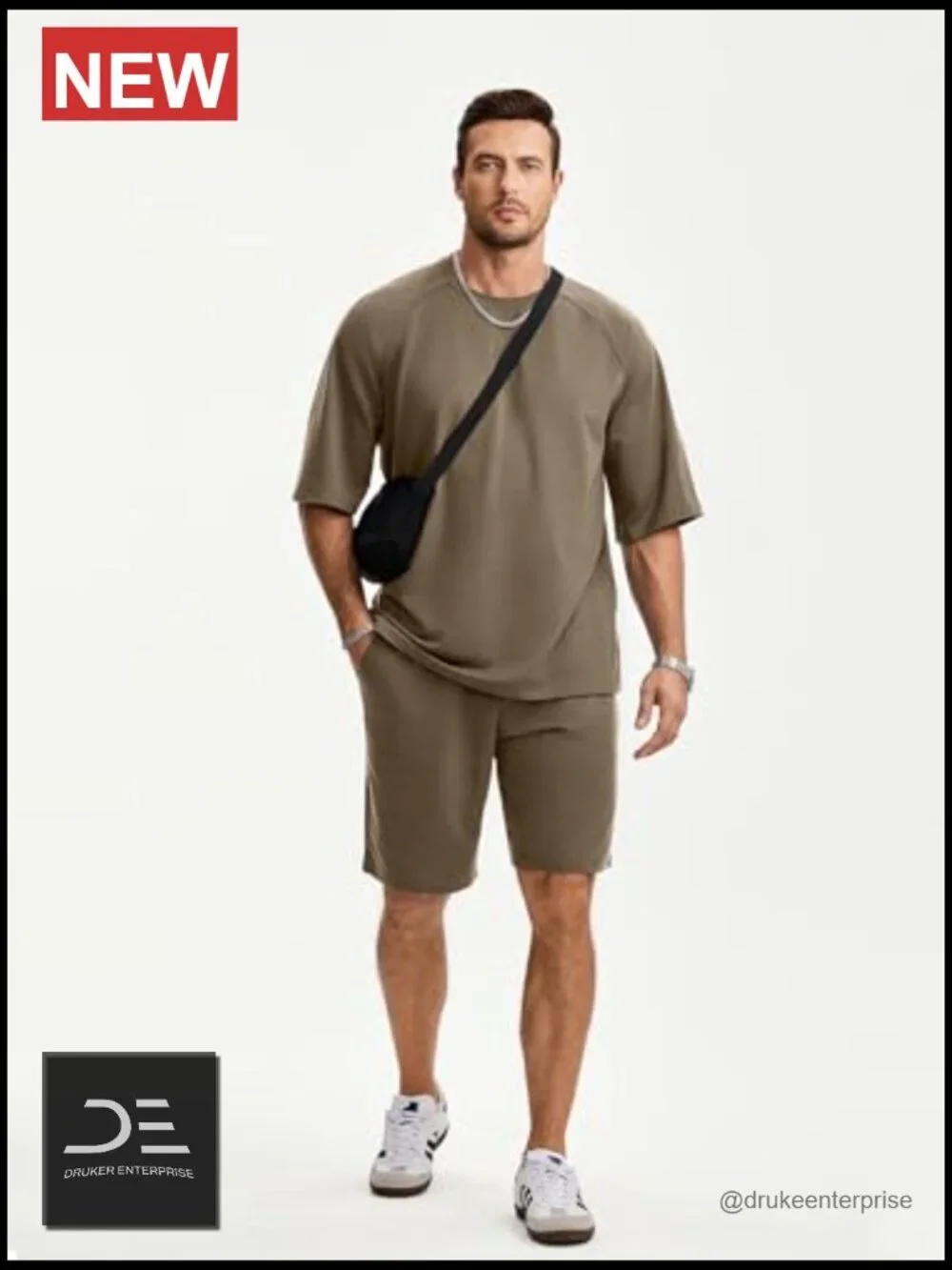 Mens 2 Piece Oversized Short Set Raglan Sleeve Tracksuit Summer Outfit